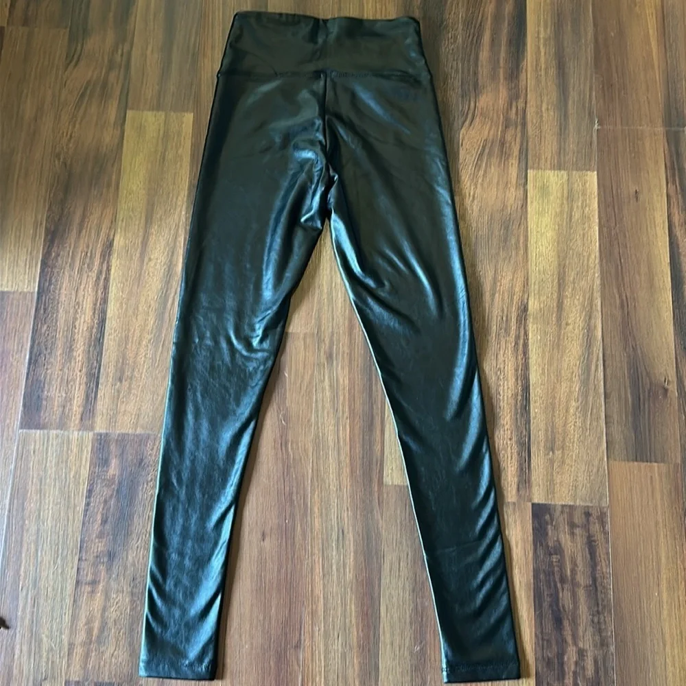 Shinestar Faux Vegan Leather Full Length Leggings Black Size XS - Picture 7 of 13